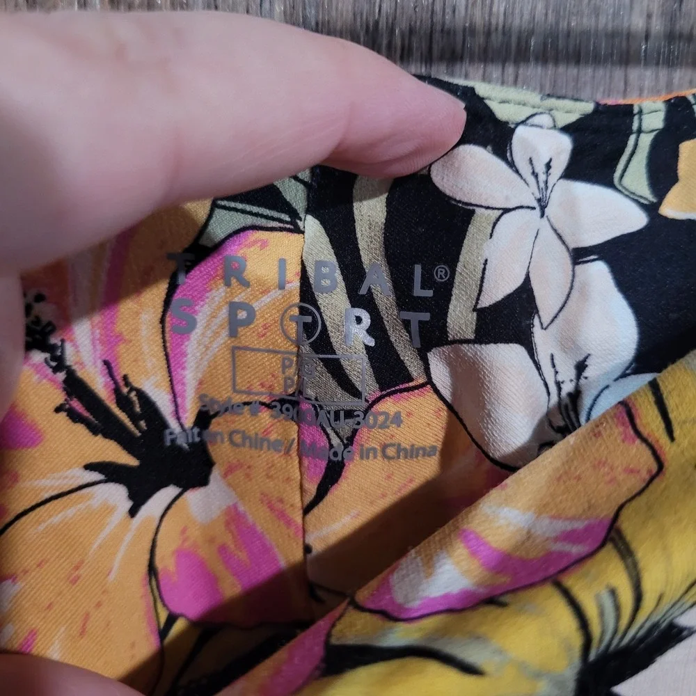 Tribal Sport Activewear Skort Sz L Multicolor Tropical Floral Golf Tennis Nylon